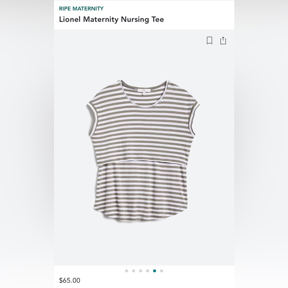 Ripe Maternity • Lionel Maternity Nursing Tee • Green & White Stripes • Small